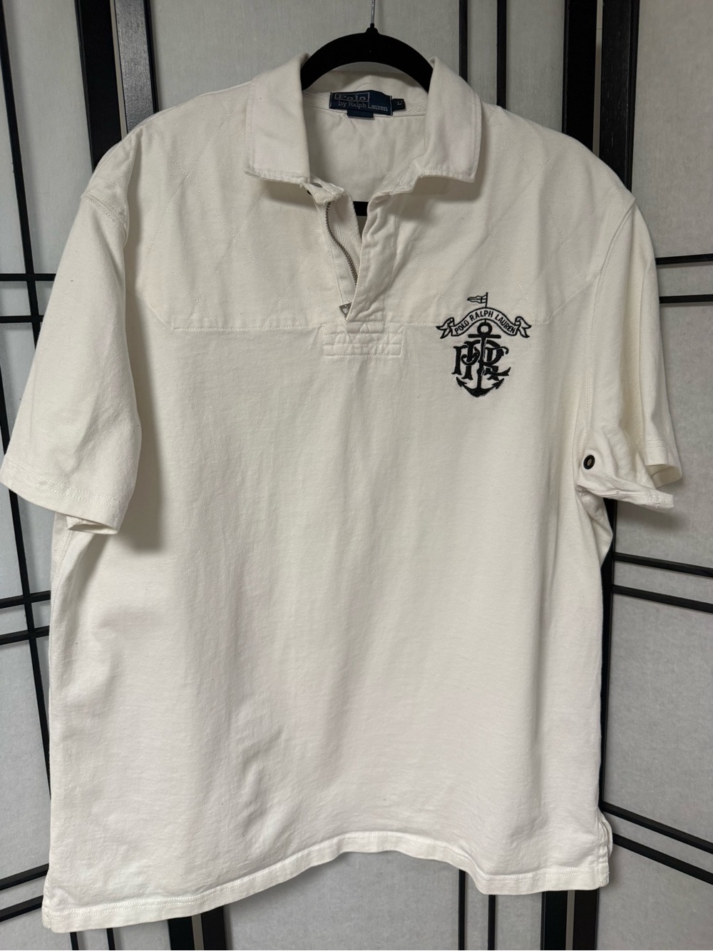 Polo Ralph Lauren Nautical Rugby Shirt | Large | Quarter Zip | Ivory
